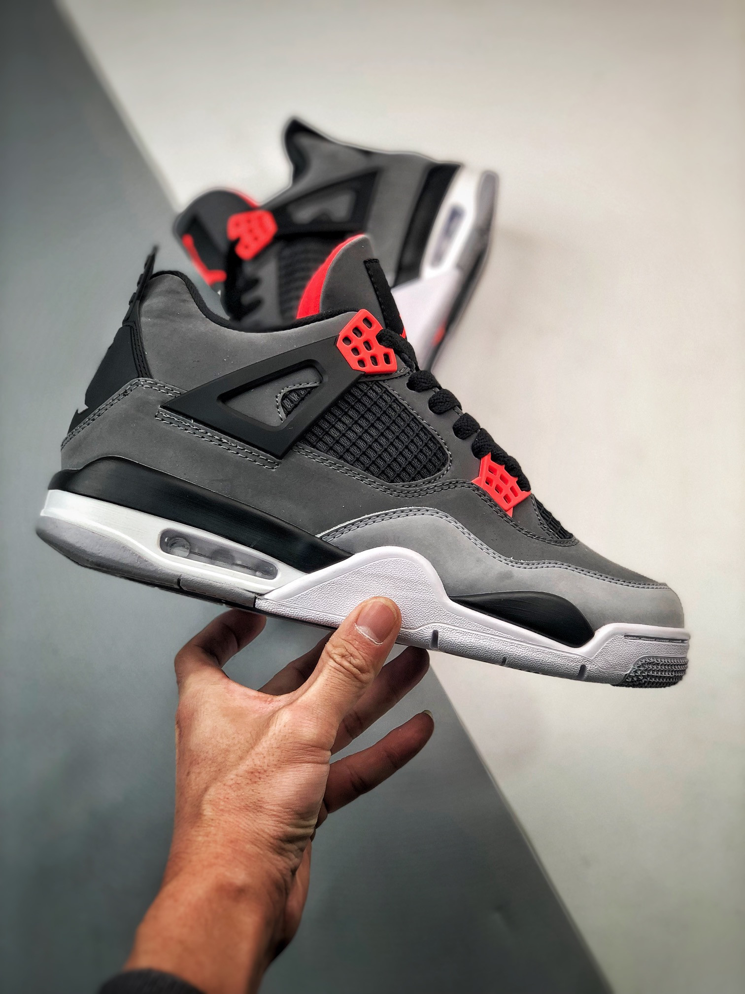 Air Jordan 4 Infrared Dark Grey Infrared 23-Black-Cement Grey For Sale