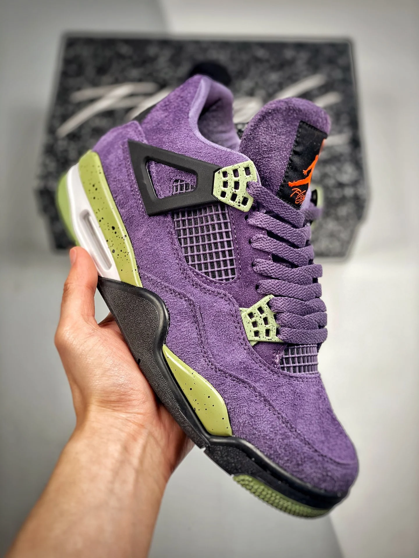 Air Jordan 4 Canyon Purple Black-Alligator-Saftey Orange AQ9129-500 For Sale