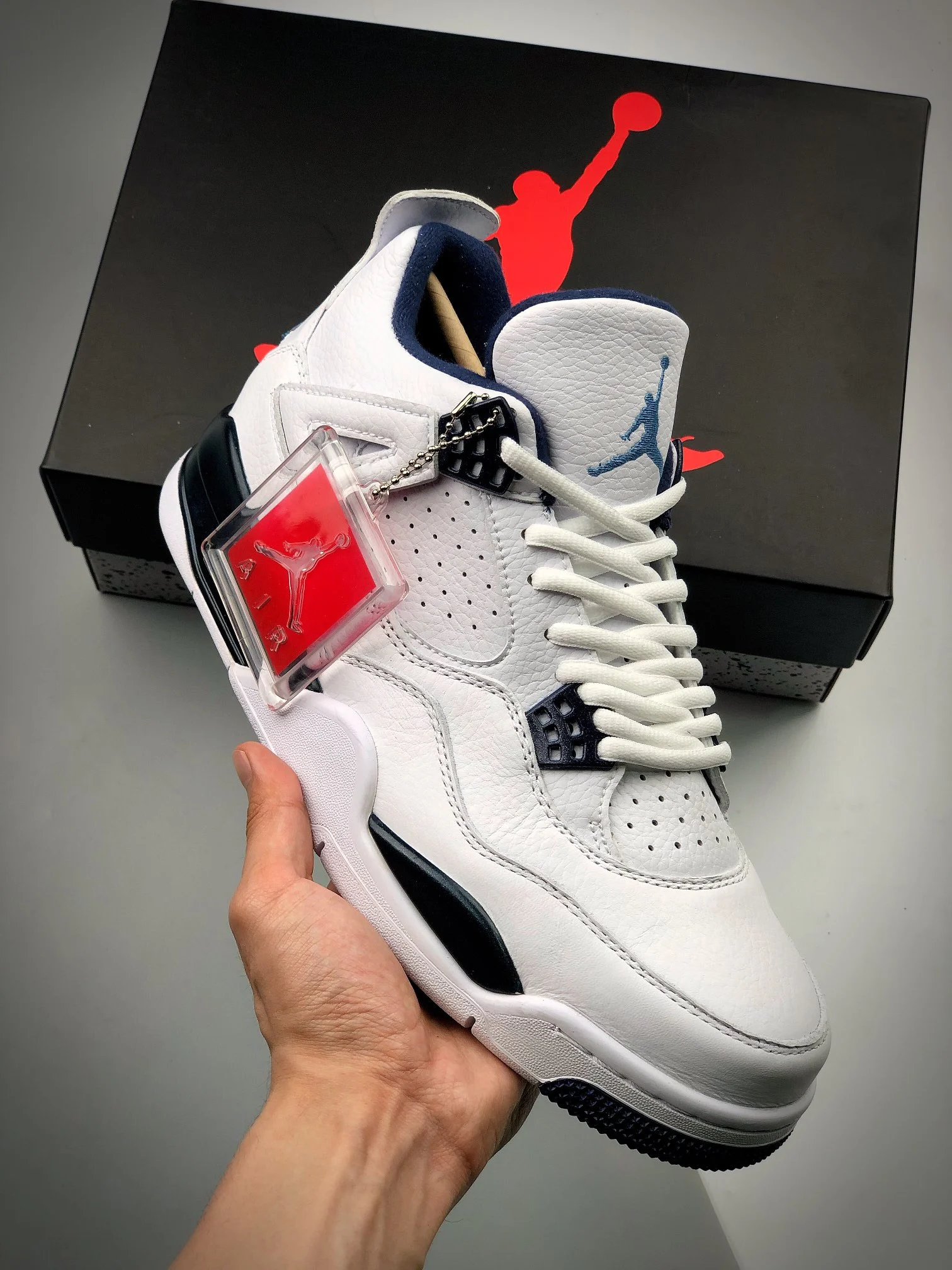 Air Jordan 4 Retro White Legend Blue-Midnight Navy For Sale