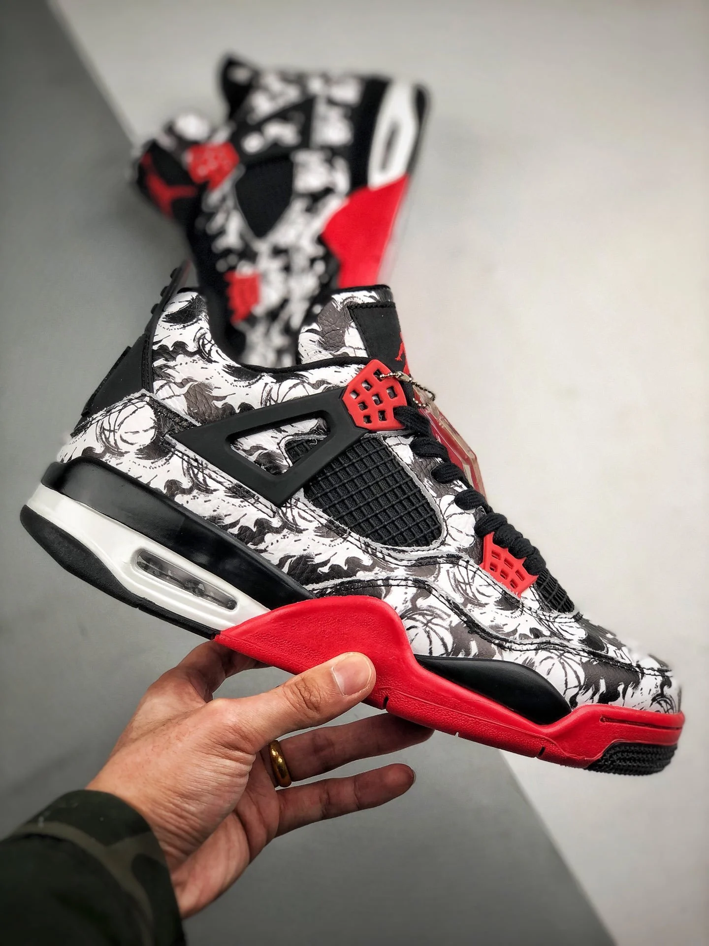 Air Jordan 4 Tattoo Black Fire Red-Black-White For Sale