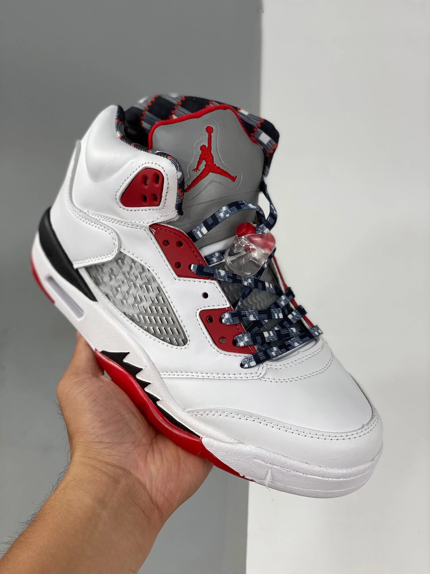 Air Jordan 5 Quai 54 White University Red-Black For Sale