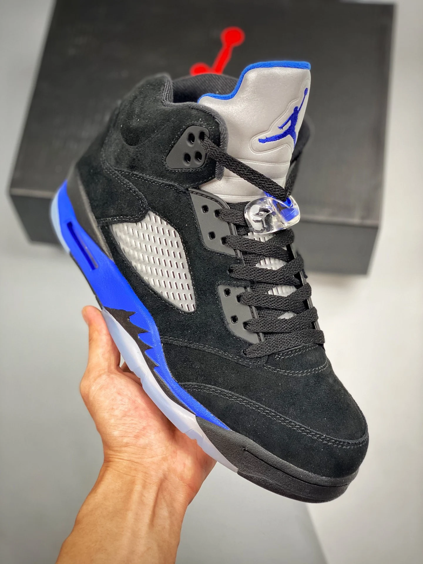 Air Jordan 5 Black Racer Blue-Reflective Silver For Sale