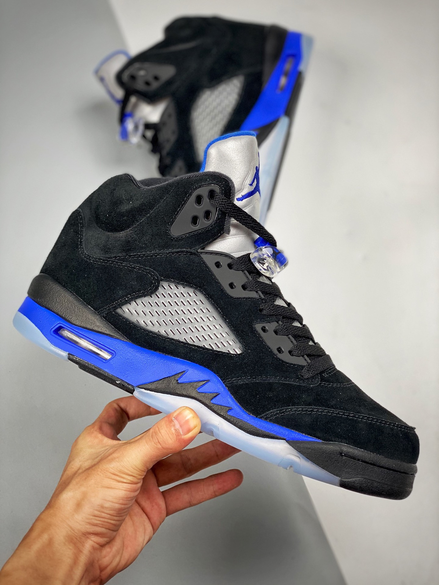 Air Jordan 5 Black Racer Blue-Reflective Silver For Sale