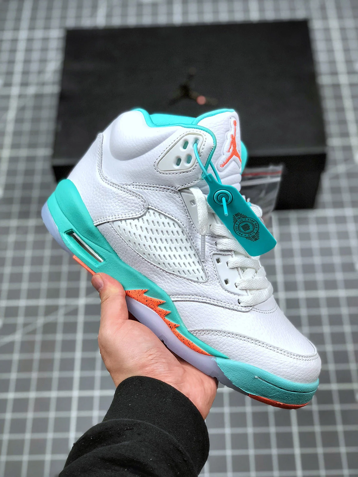 Air Jordan 5 Crimson Pule Light Aqua-Black 440892-100 For Sale