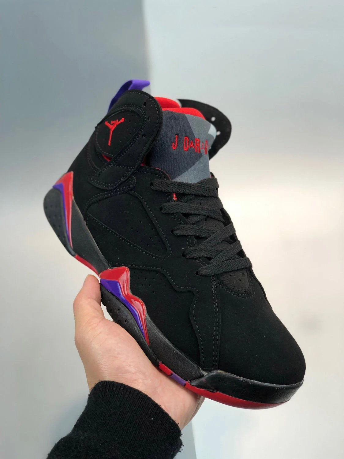 Air Jordan 7 Raptors Black True Red-Dark Charcoal-Club Purple On Sale