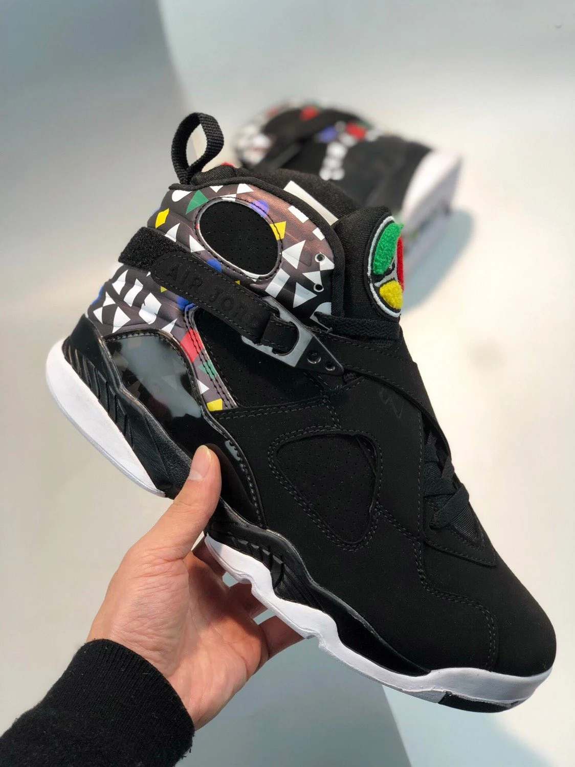 Air Jordan 8 Quai 54 Black White-Multi-Color For Sale