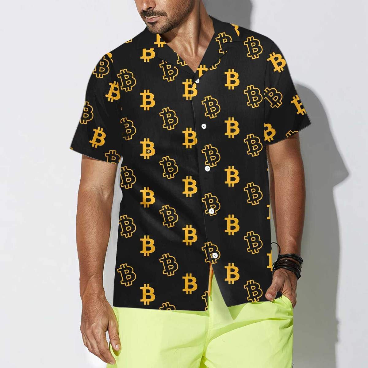 Amazing Bitcoin Crypto Pattern Button Up Hawaiian Shirt