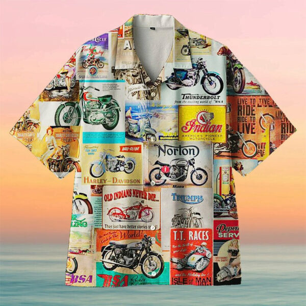 Amazing Retro Motorcycle Wall Hawaiian Shirt