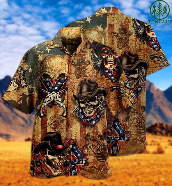 America Skull Cowboy Hawaiian Shirt