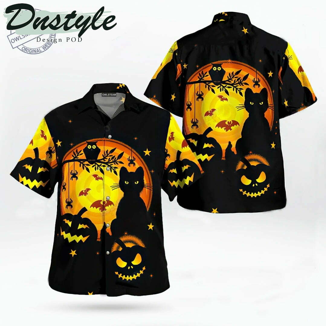 Awesome Black Cat And Pumpkin Happy Hawaiian Shirt