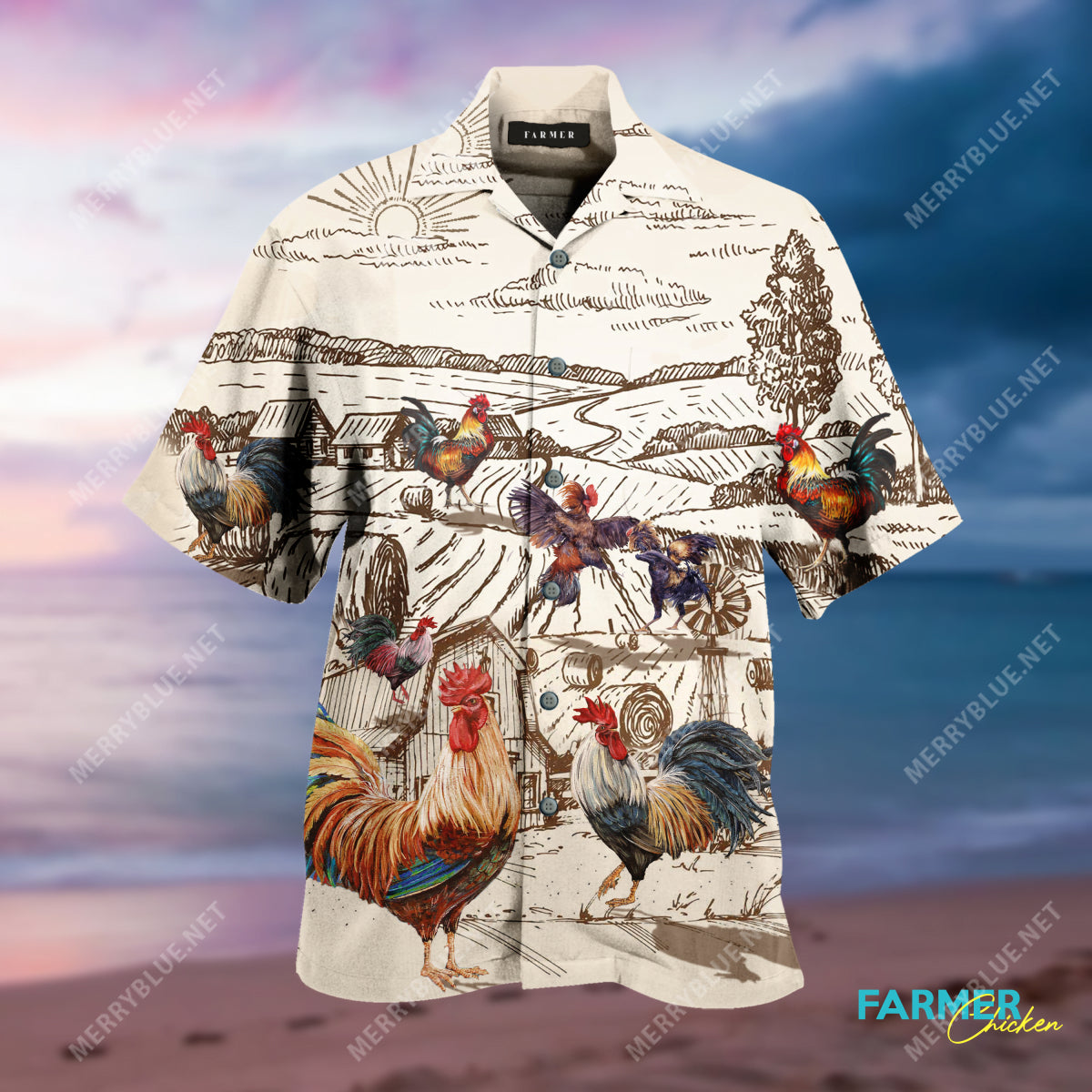 Awesome Farmer Roosters Hawaiian Shirt