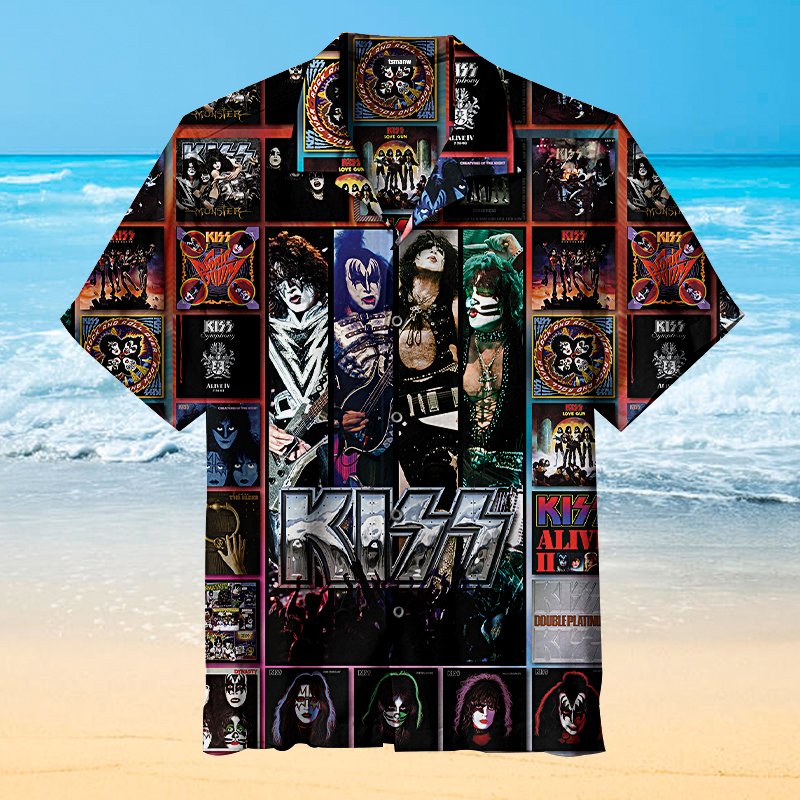 Awesome Kiss The Albums Retro Hawaiian Shirt