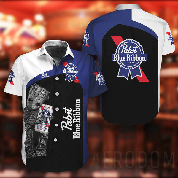 Pabst Blue Ribbon Hawaiian Shirt Beach Outfit Summer