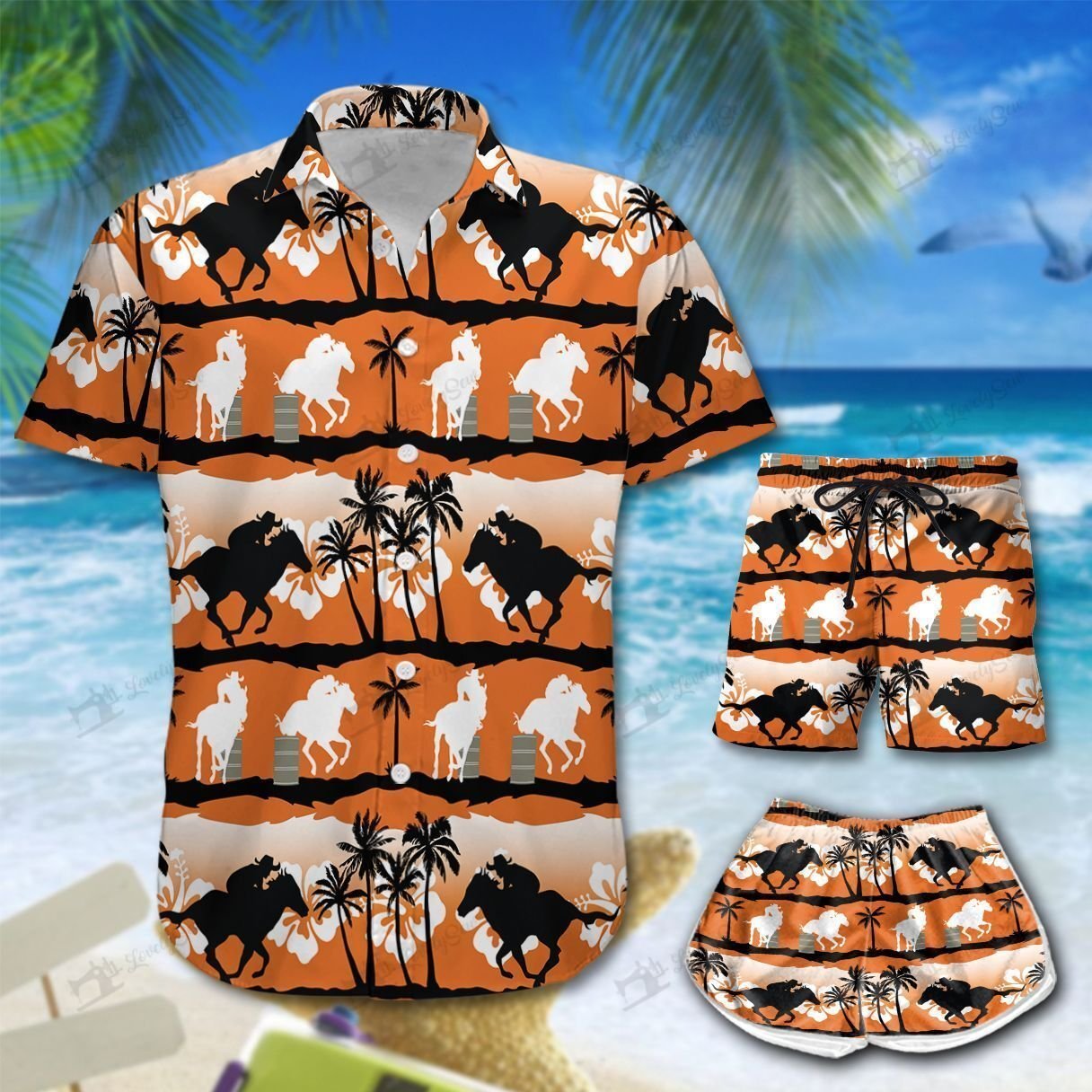 Barrel Racing Sunset And Men Hawaiian Shirt