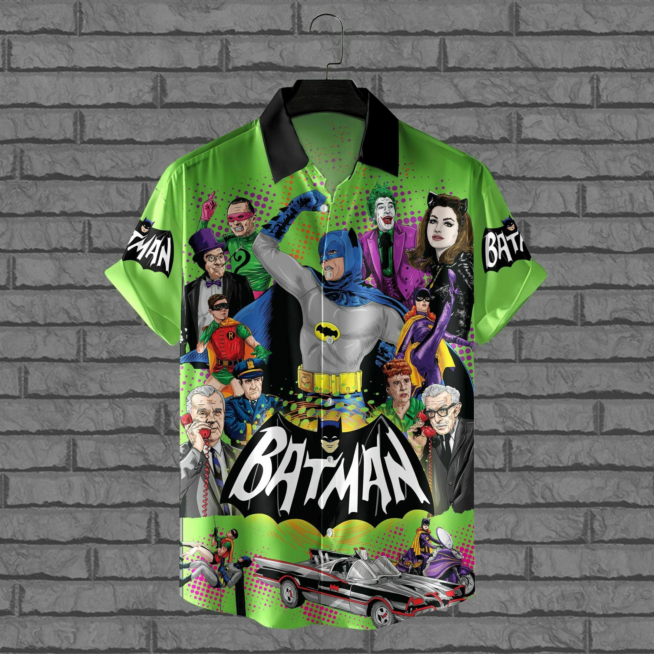 Batman Heros Villains Batmobile Hawaiian Shirt