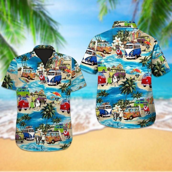 Pitbull Dog Hawaiian Shirt Outfit Summer Beach