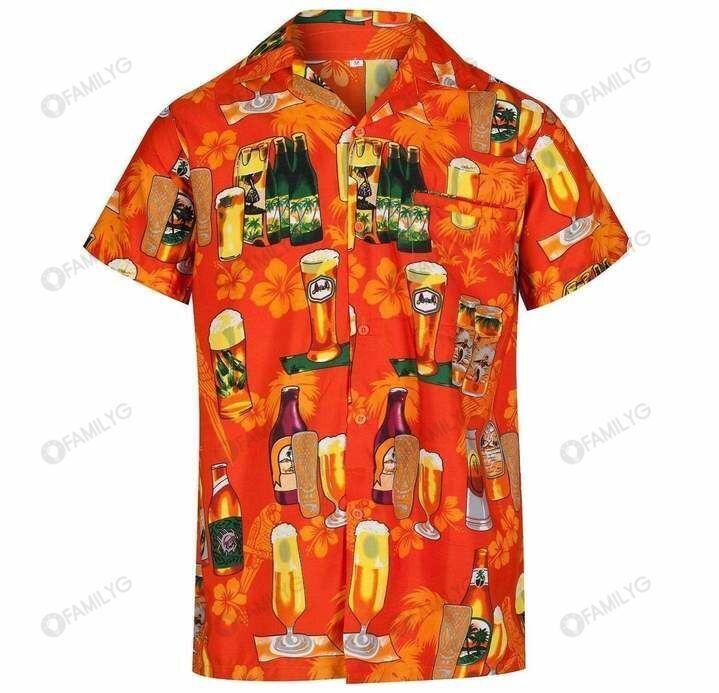 Beer Enjoy Drinking Beer Orange Hawaiian Shirt