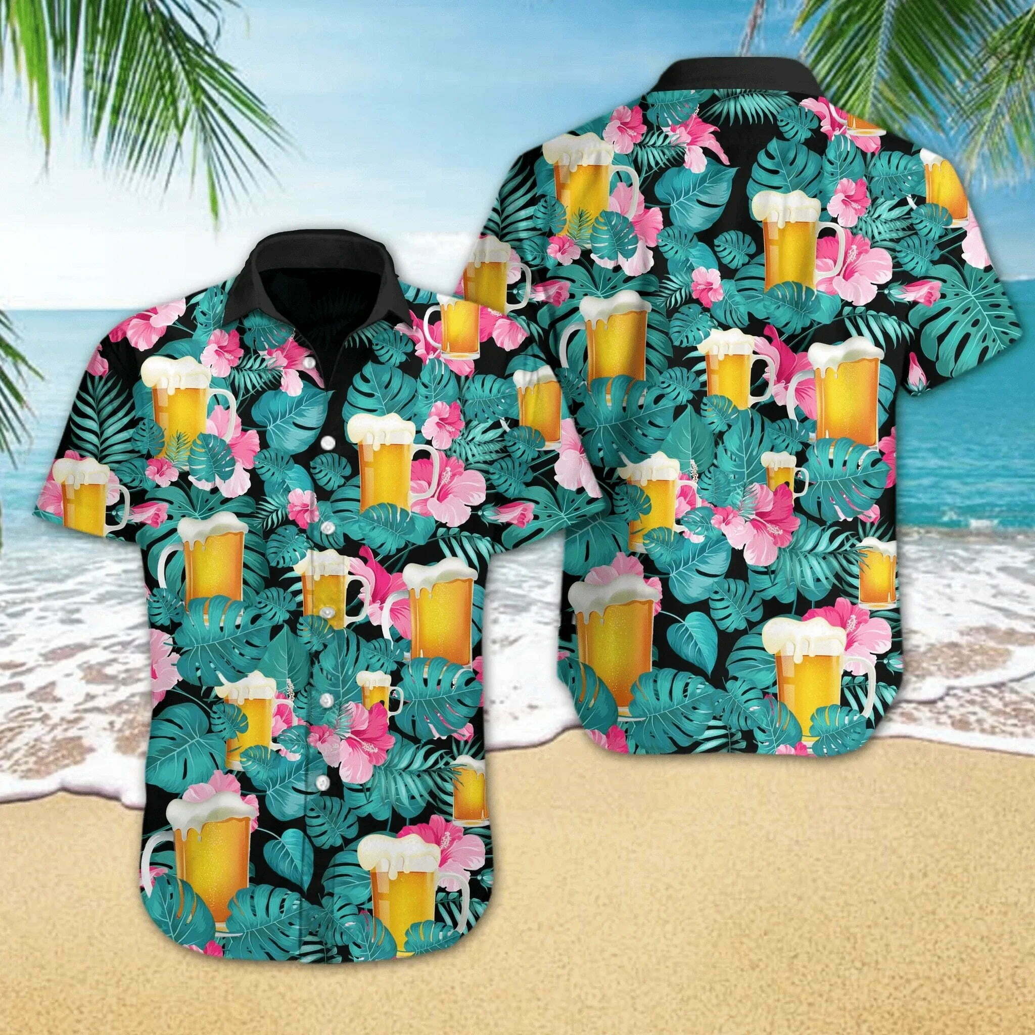 Beer Tropical Floral Hawaiian Shirt