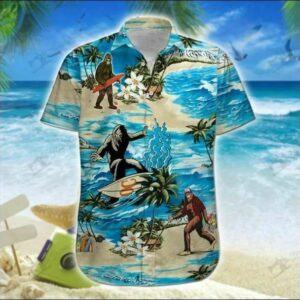 Big Foot Surfing Hawaiian Shirt Beach Summer Outfit