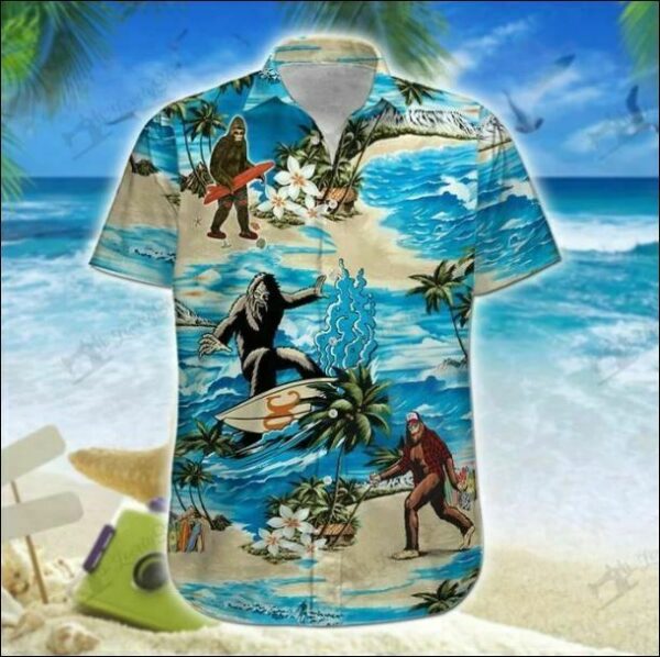 Big Foot Surfing Hawaiian Shirt Beach Summer Outfit