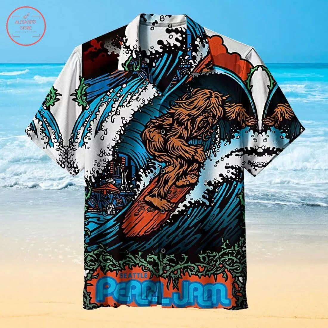 Bigfoot Surfing Hawaiian Shirt Outfit Summer Beach