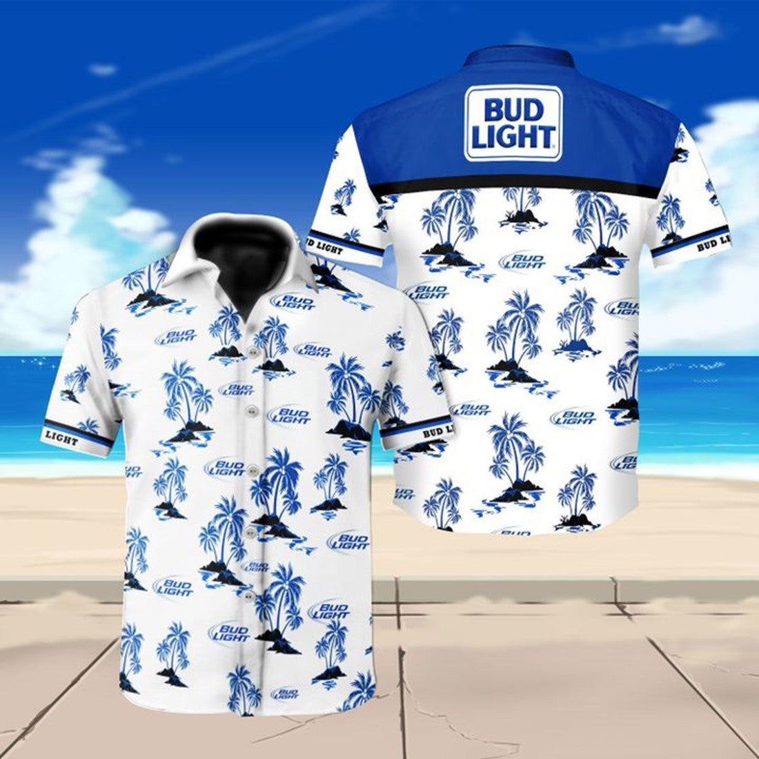 Bud Light Beer Hawaiian Shirt Outfit Beach Summer