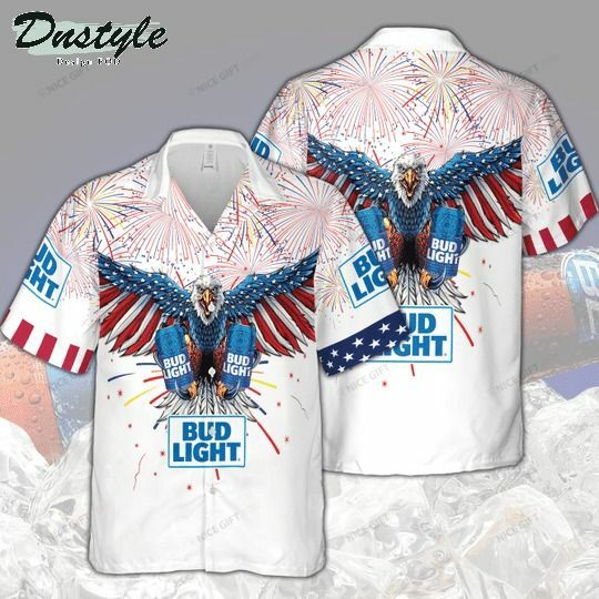 Bud Light Blue 4Th Of July Hawaiian Shirt