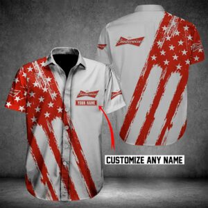 Budweiser American Flag Personalized Hawaiian Shirt