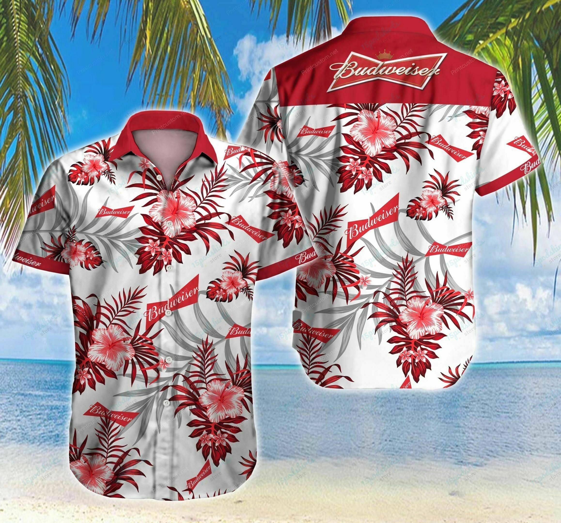 Budweiser Beer Hawaiian Shirt Outfit Beach Summer