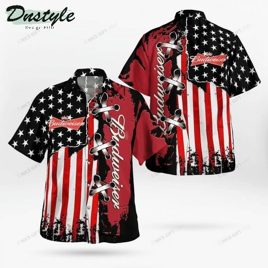 Budweiser Red American Flag Hawaiian Shirt