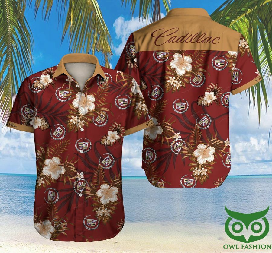 Cadillac Floral Red And Yellow Hawaiian Shirt