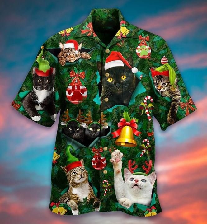 Cats Animal Merry Christmas Hawaiian Shirt