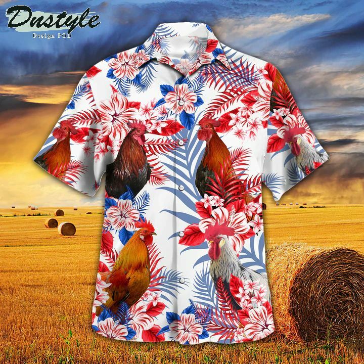 Chicken Cattle Lovers American Flag Hawaiian Shirt