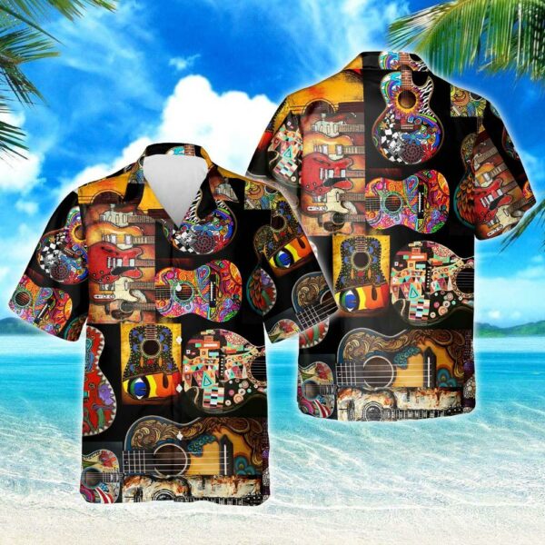 Classic Guitar Hawaiian Shirt Beach Outfit Summer