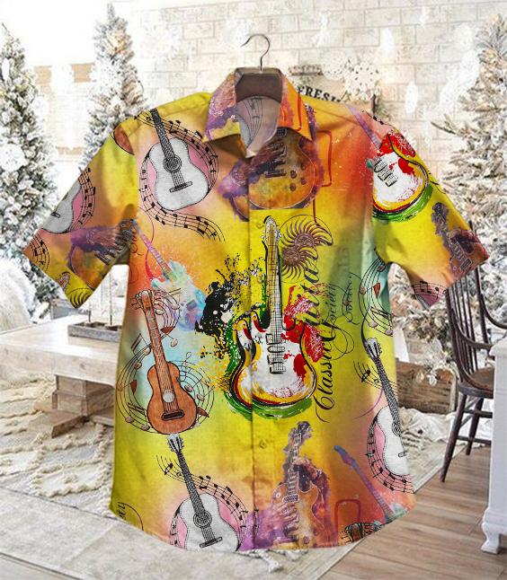 Classic Guitars Button Up Hawaiian Shirt