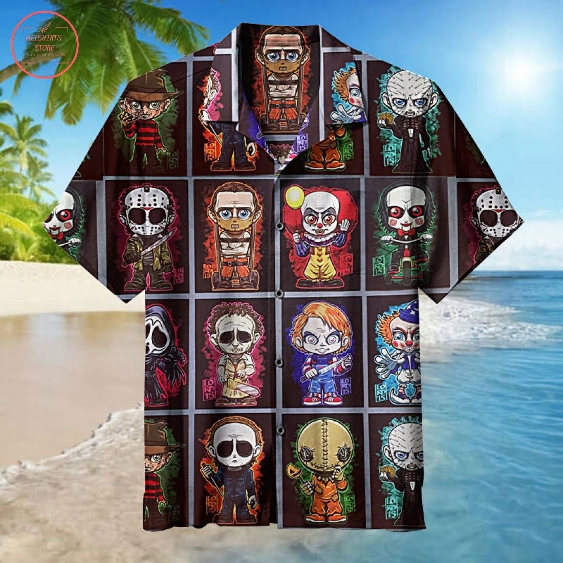 Classic Horror Character Collage Hawaiian Shirt