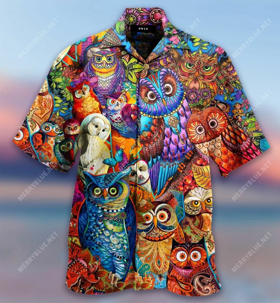 Colorful Owl Hawaiian Shirt Outfit Beach Summer