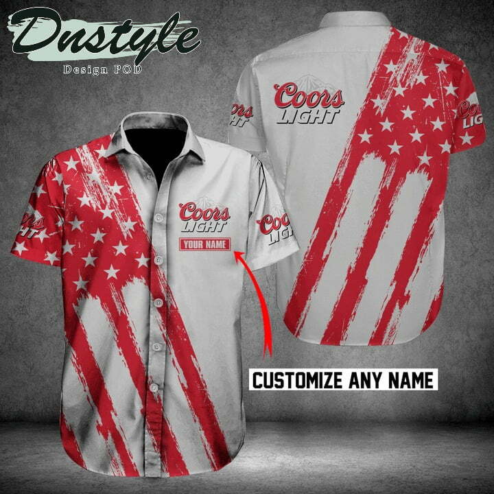 Coors Light American Flag Custom Name Hawaiian Shirt