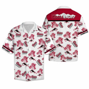 Coors Light Beer Palm Trees Pattern Hawaiian Shirt