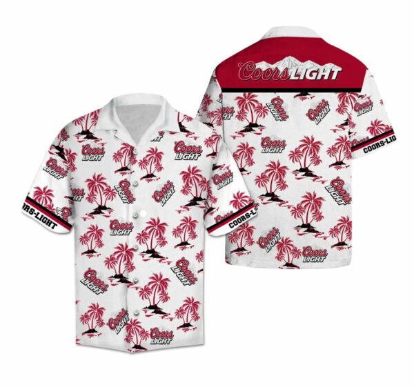 Coors Light Beer Palm Trees Pattern Hawaiian Shirt