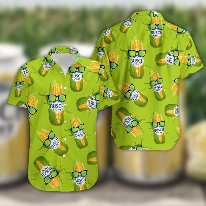 Corn Busch Light Green Hawaiian Shirt