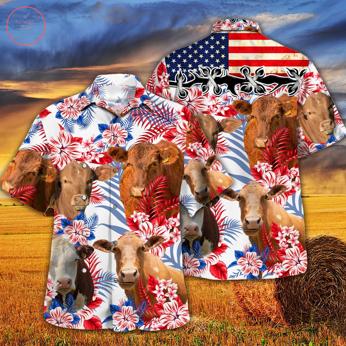 Cow American Flag Hawaiian Shirt Outfit Summer Beach