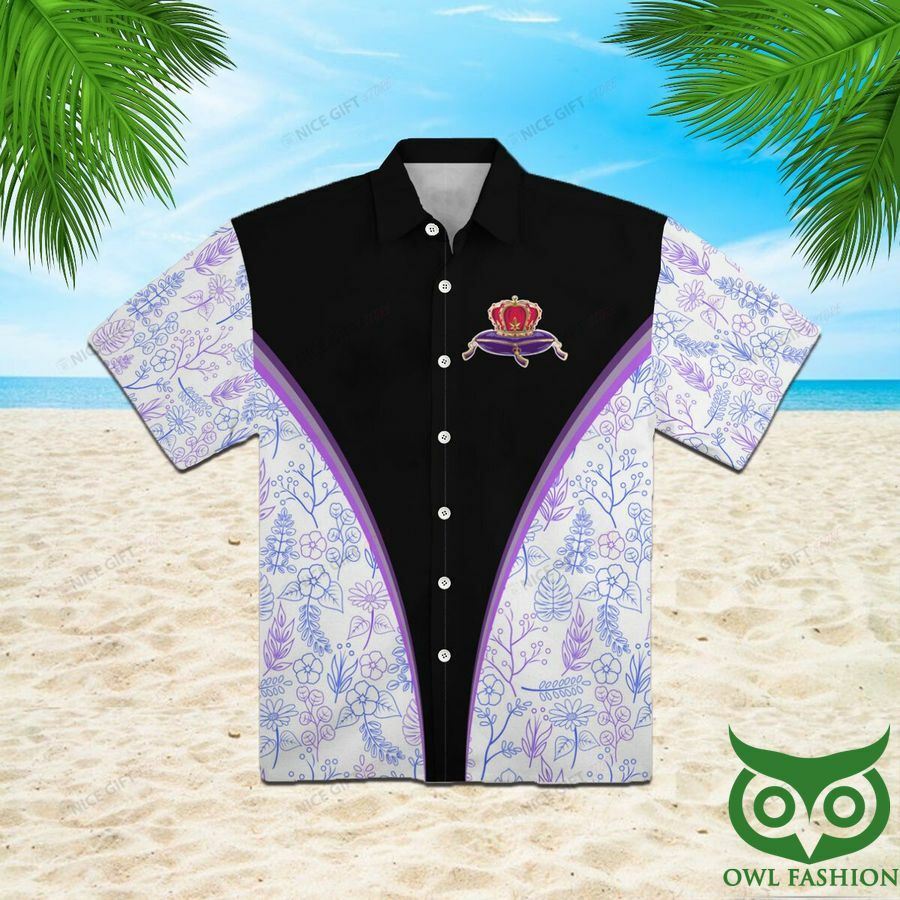 Crown Royal Black And White Puple Curves Hawaiian Shirt