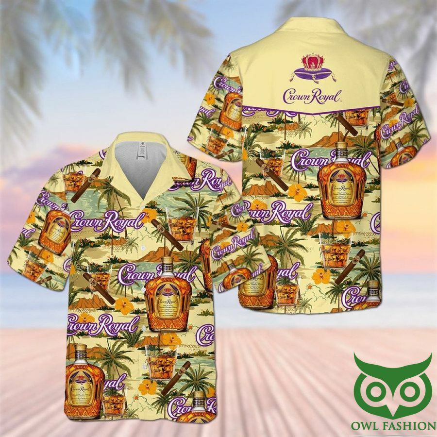 Crown Royal Drink Yellow Beige Hawaiian Shirt