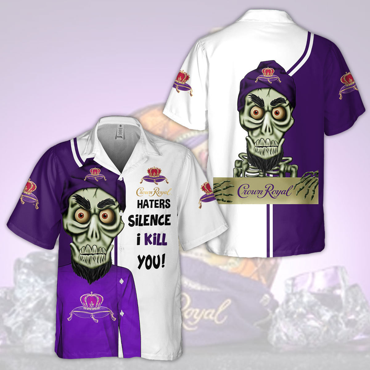 Crown Royal Haters Silence Skull Hawaiian Shirt