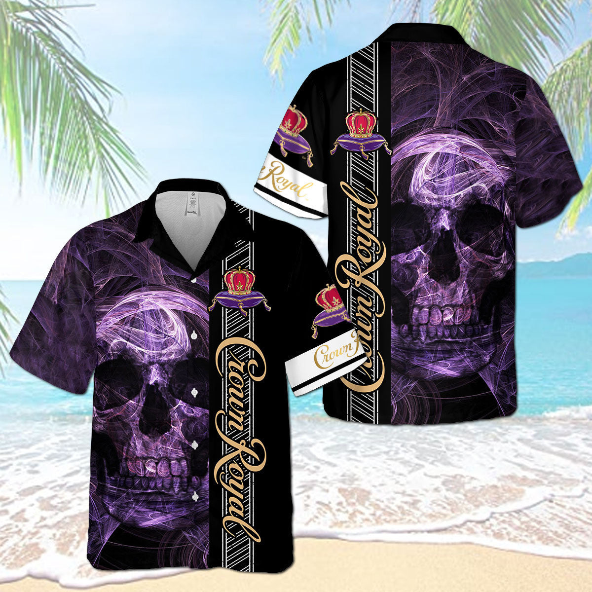 Crown Royal Smoky Skull Hawaiian Shirt