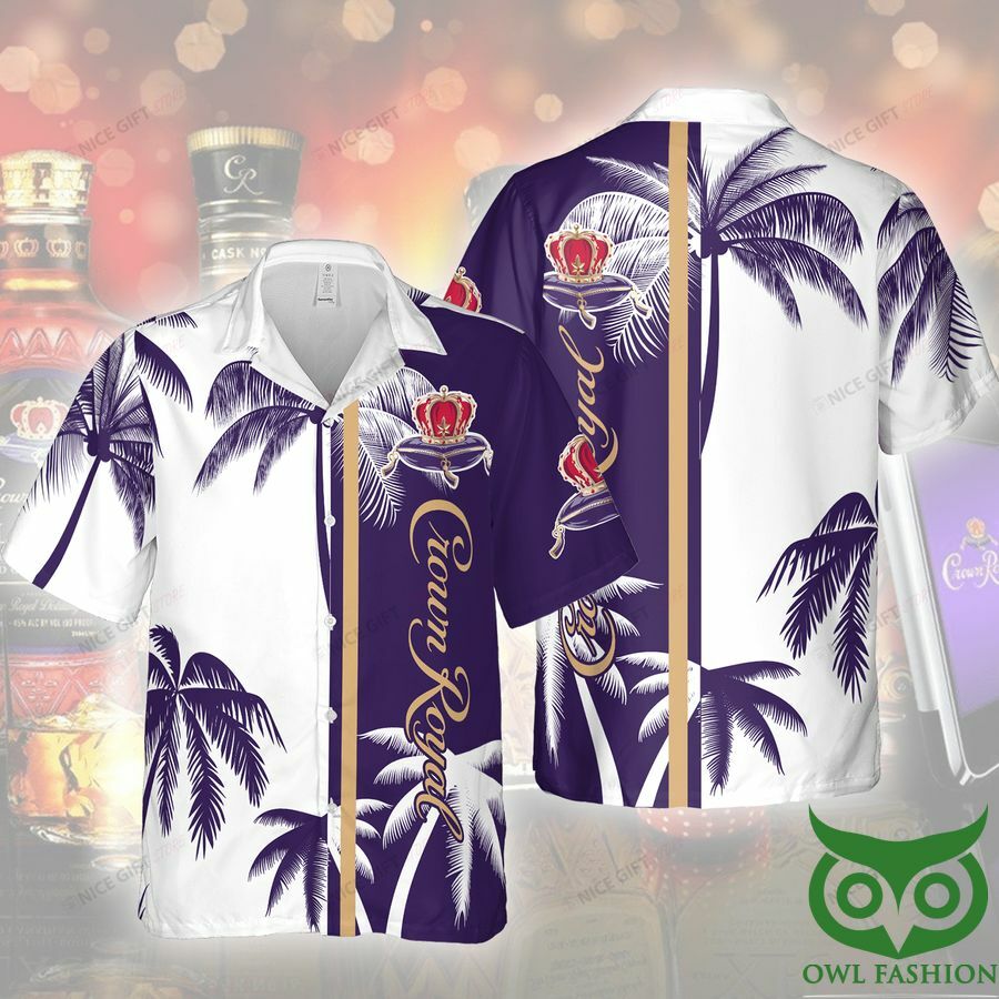 Crown Royal White And Dark Purple Coconut Hawaiian Shirt