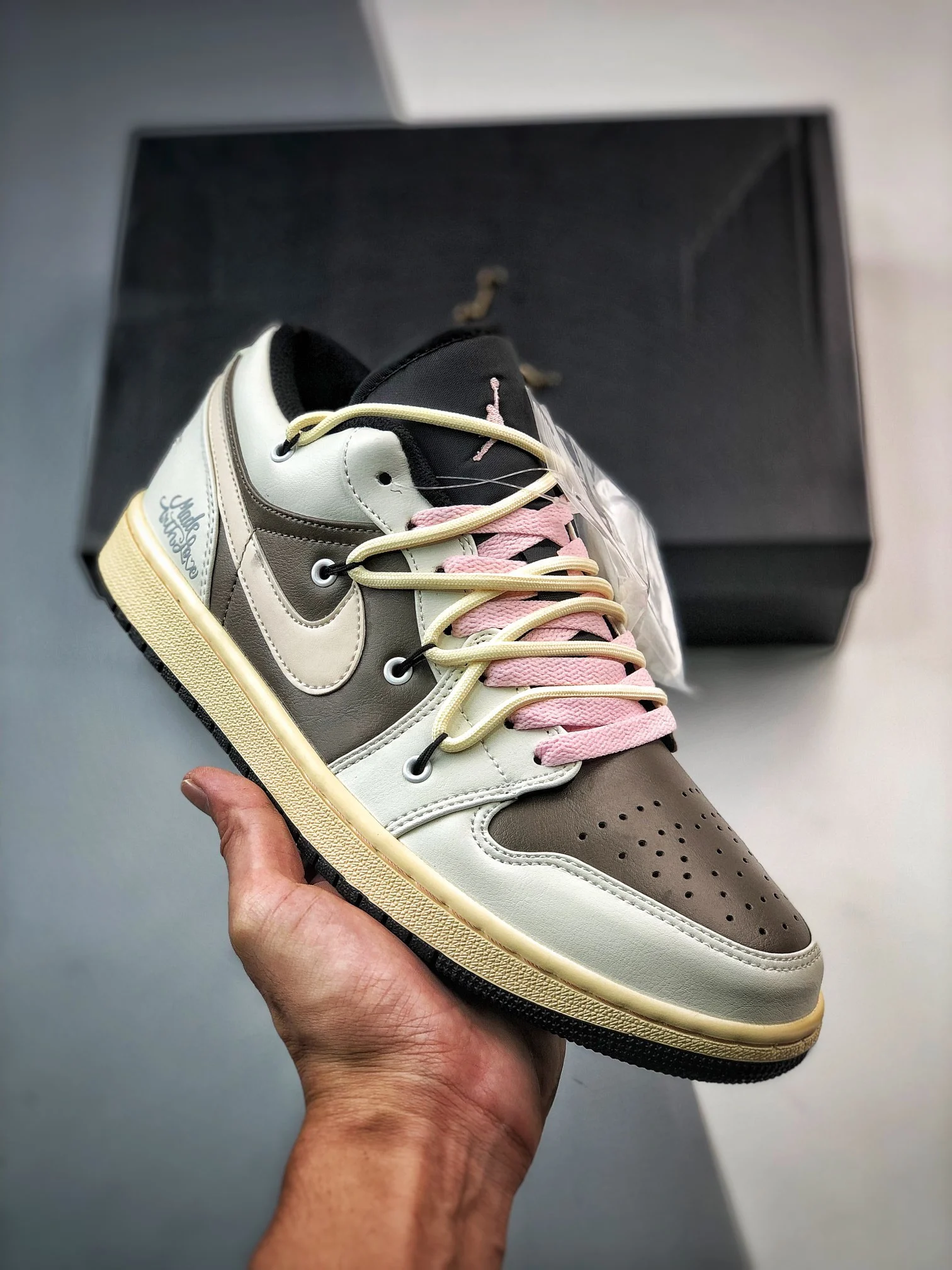 Custom Air Jordan 1 Low White Brown For Sale