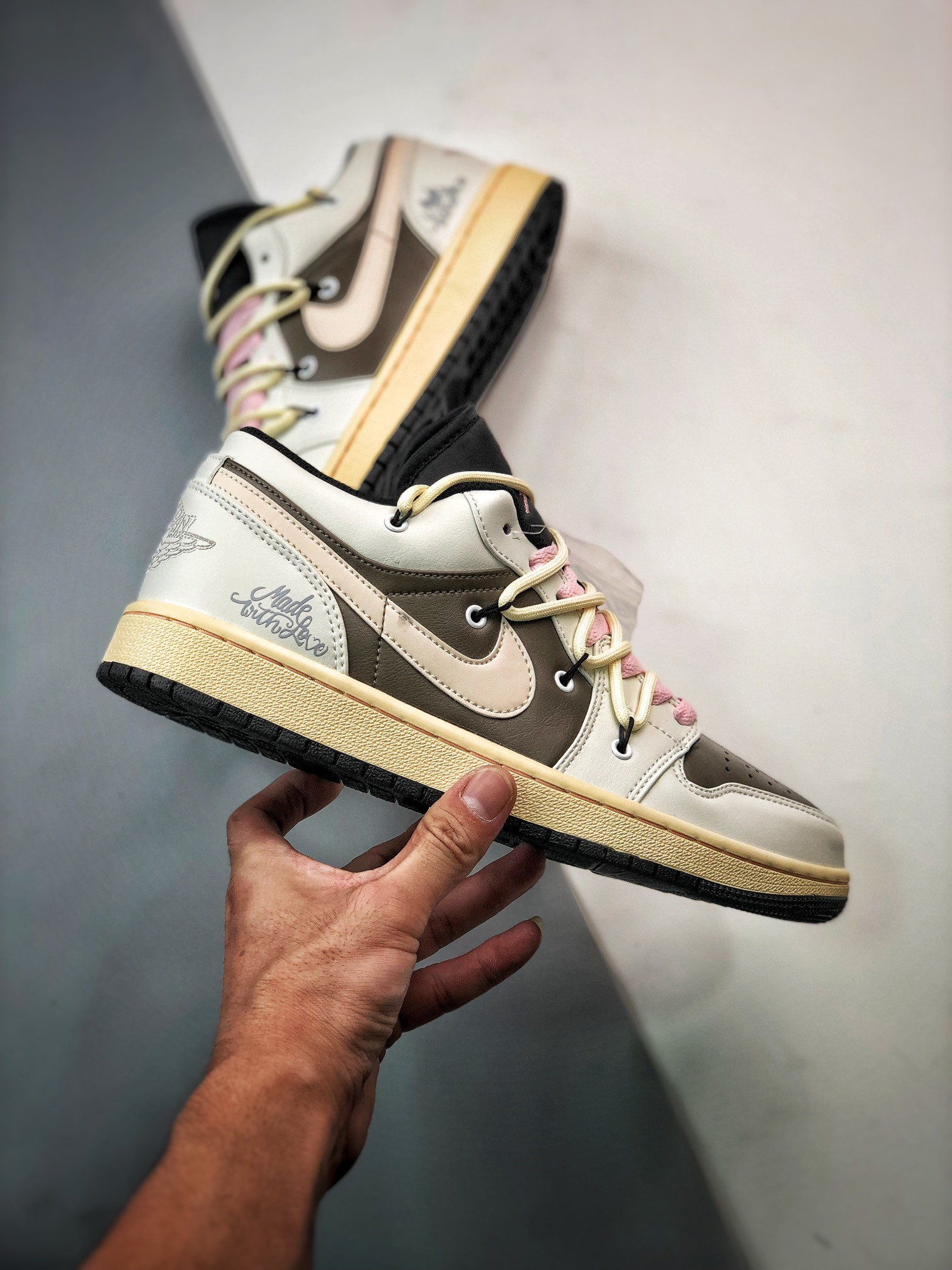 Custom Air Jordan 1 Low White Brown For Sale