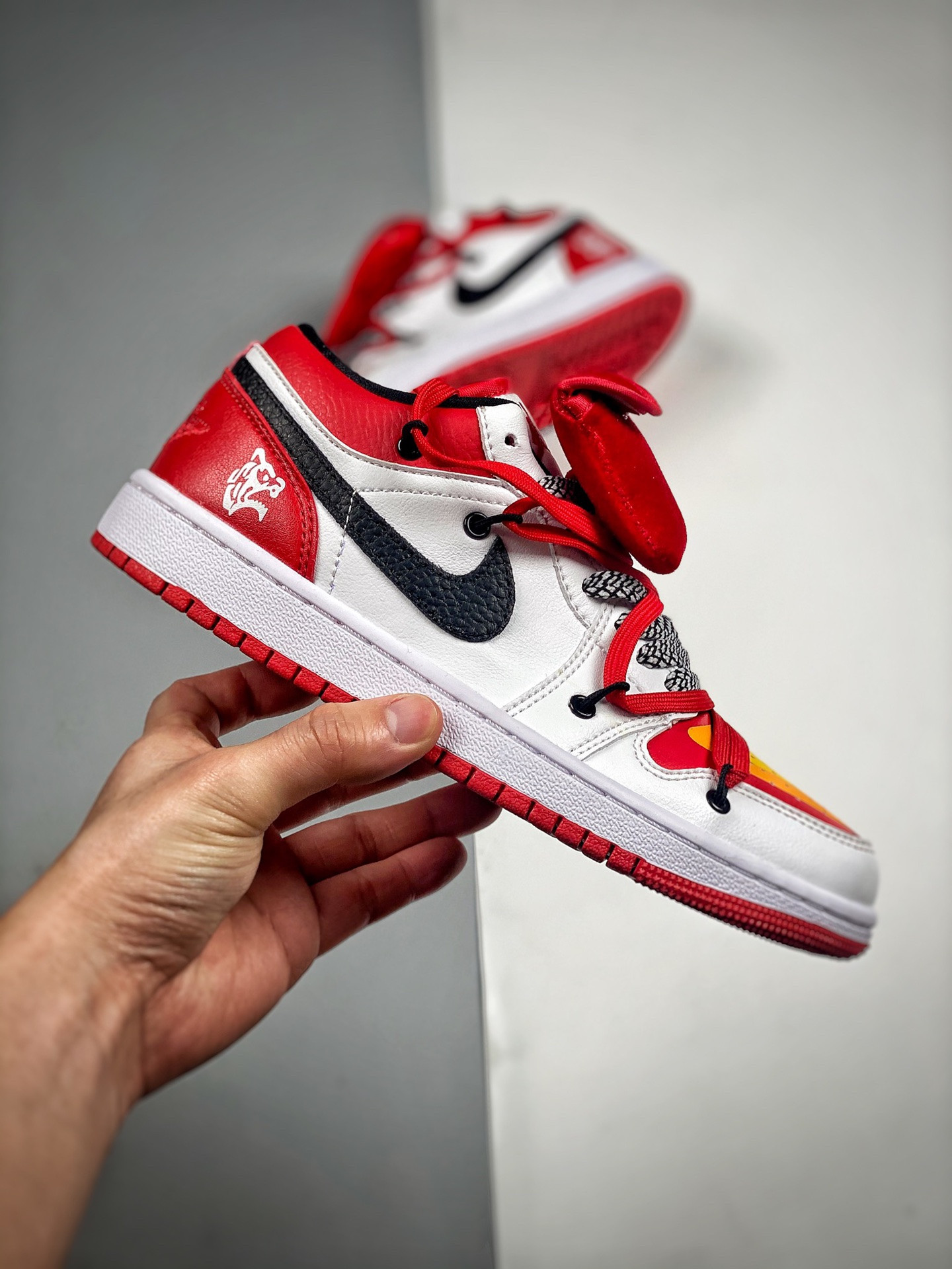 Custom Air Jordan 1 Low White Gym Red For Sale